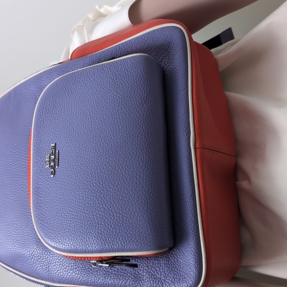 Coach CR768 Court Backpack In Colorblock Silver/Light Violet/Electric Coral - Picture 4 of 16